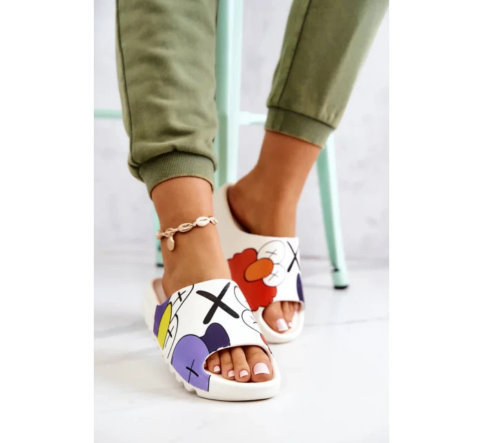 Gumové pantofle s potiskem Bílý Monsters