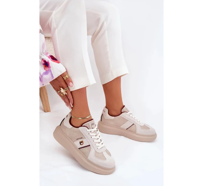 Dámské kožené tenisky na platformě Daniel Lopez Just Dare – béžové