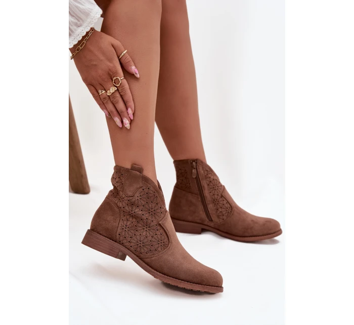 Dámské botky S.Barski – hnědé, nízký podpatek Dámské botky S.Barski – hnědé, nízký podpatek