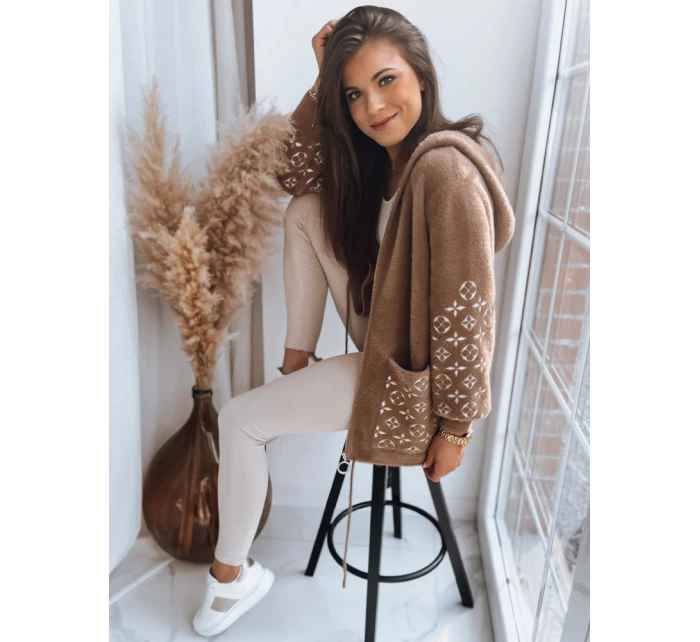 Dámská bunda z alpaky s kapucí WINONA camel FashionStreet NY0612