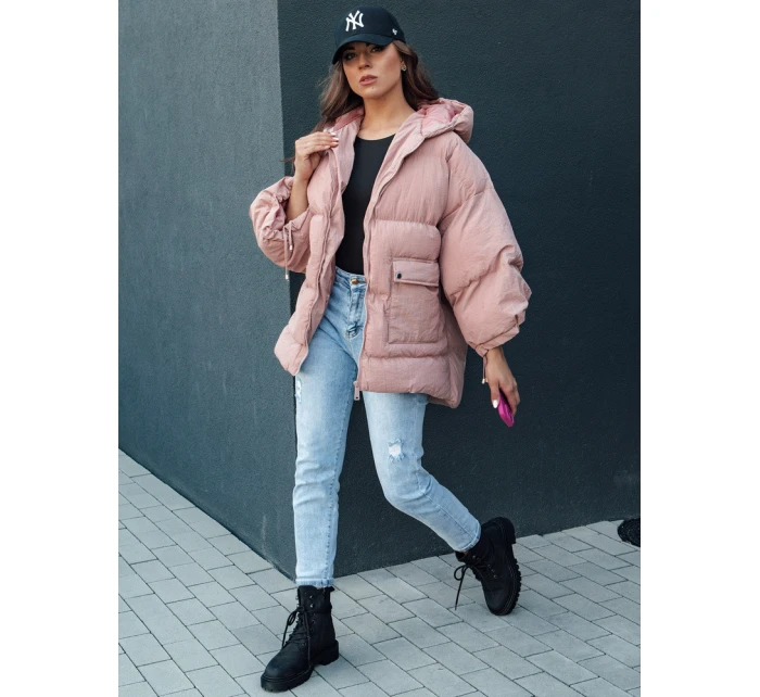 Dámská prošívaná bunda oversize s kapucí PARIMA růžová FashionStreet TY4480