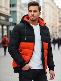 Pánská zimní bunda s kapucí oranžovo-černá FashionStreet TX5097