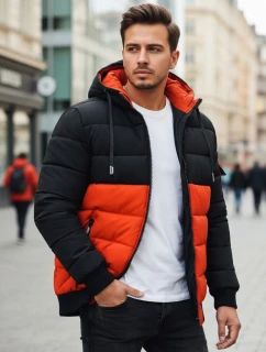 Pánská zimní bunda s kapucí oranžovo-černá FashionStreet TX5097