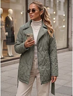 Dámská přechodová bunda s páskem, zelená, FashionStreet TY5805 Dámská přechodová bunda s páskem, zelená, FashionStreet TY5805