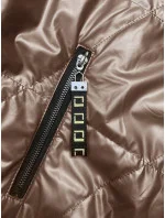 Krátká lesklá dámská v barvě cappuccino se stojáčkem model 18848646 - J.STYLE