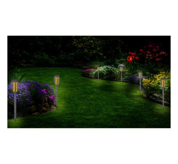 DANCING FLAMES SOLAR LAMP 12 LED SMD 7,5x7,5x46,5 cm KPL 5SZT