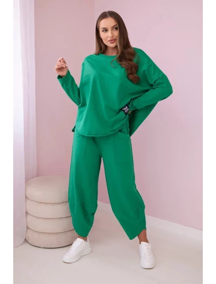 Bavlněná mikina kalhoty set zelený Bavlněná mikina kalhoty set zelený