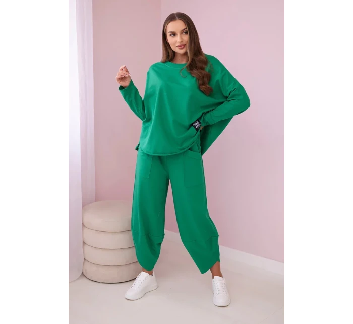 Bavlněná mikina kalhoty set zelený Bavlněná mikina kalhoty set zelený