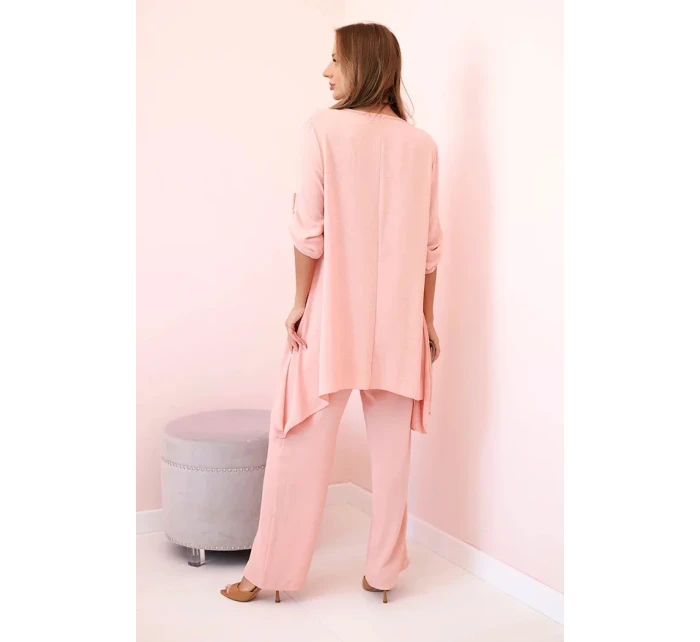 Sada halenky + kalhot s přívěskem tmavě pudrově růžová