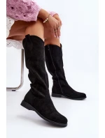 model 21646749 Dámské Černé Krajkové Kozačky - S.Barski