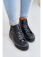 Zateplené dámské tenisky na platformě OO274A471 černé Zateplené dámské tenisky na platformě OO274A471 černé