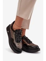 Kožené Lnáčkové Polobotky pro Ženy na Platformě Artiker 57C2044 Černé