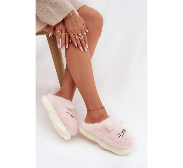 Kožešinové dámské pantofle Smile růžové model 21772470 - Boto