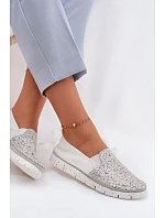 Dámské nazouvací kožené polobotky Maciejka 03512-70 Bílá-Stříbrná