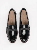 Krásné  mokasíny dámské černé bez podpatku