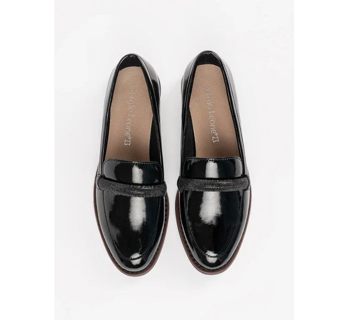 Krásné  mokasíny dámské černé bez podpatku