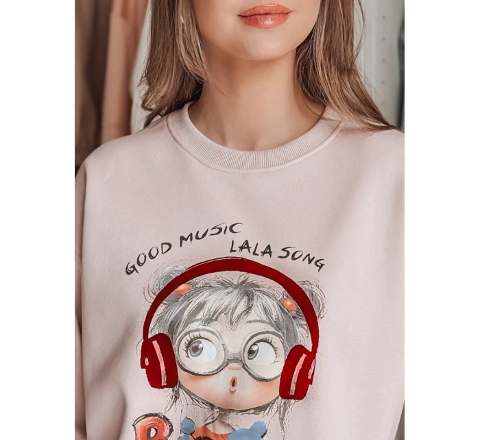 Dámská mikina s potiskem LALA VIBE růžová FashionStreet BY1505