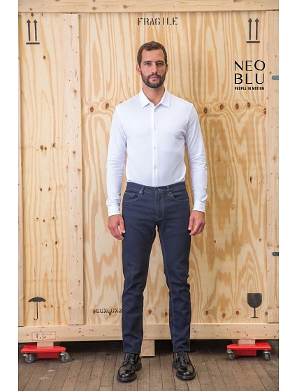 Men Piqué košile s dlouhým rukávem  white model 22499809 - NEOBLU