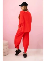 Bavlněná mikina kalhoty set červený Bavlněná mikina kalhoty set červený