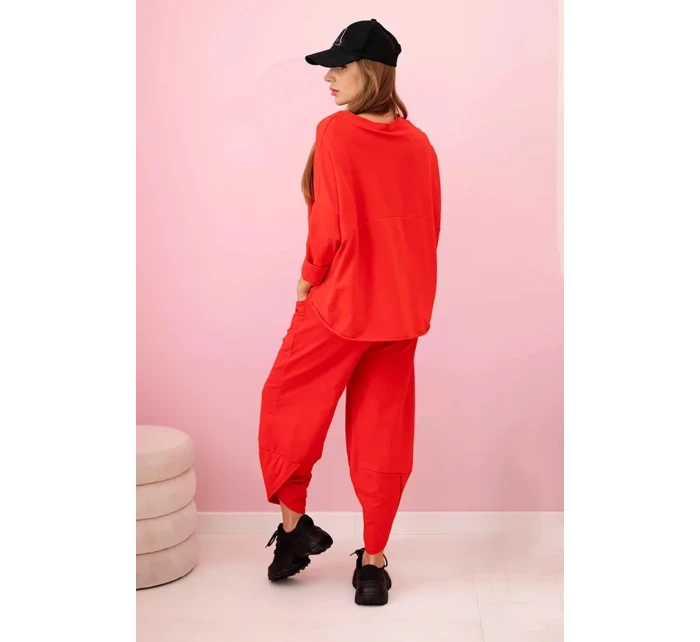 Bavlněná mikina kalhoty set červený Bavlněná mikina kalhoty set červený