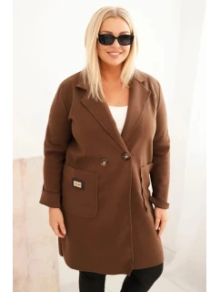 Dámský elegantní kabát Plus Size s límcem a velkými kapsami model 21468734 - K-Fashion