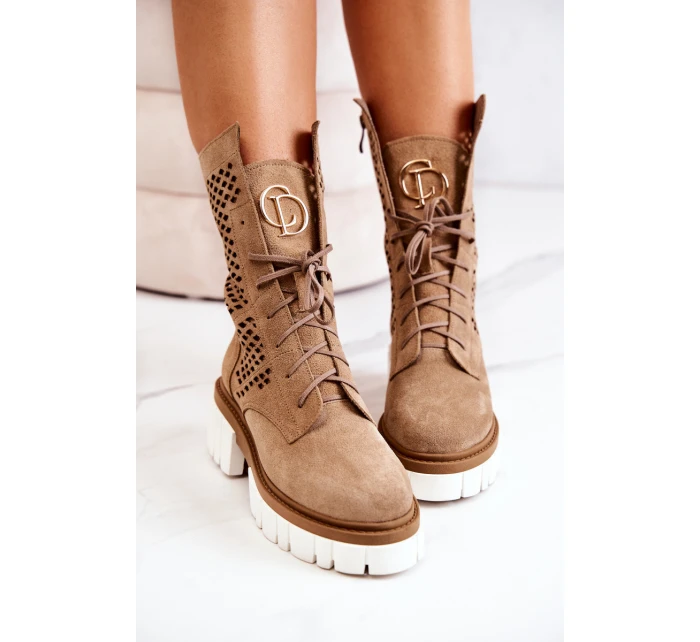 Pracovní kožené vysoké boty Nicole hnědá model 21574610 - Boto