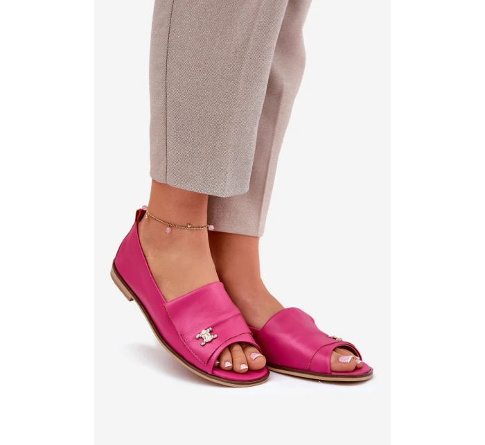 Kožené elegantní baleríny s odkrytými prsty Zazoo 1865 fuchsie
