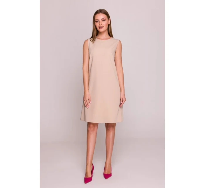 S408 Šaty bez rukávů - béžové S408 Šaty bez rukávů - béžové