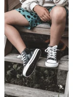 Dětské kožené vysoké tenisky Černe a bíle Marney Dětské kožené vysoké tenisky Černe a bíle Marney