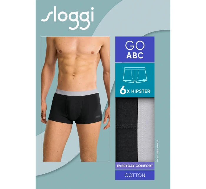 Pánské boxerky GO ABC 2.0 Hipster 6P - BLACK - černé 0004 - SLOGGI