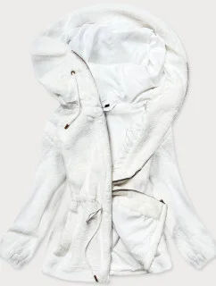 Bílá kožešinová dámská bunda s kapucí model 16151625 - S'WEST