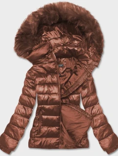 Hnědá krátká dámská zimní bunda (YP-20129-106)