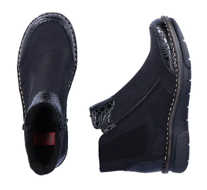Pohodlné zateplené boty na zip Rieker W RKR555 Pohodlné zateplené boty na zip Rieker W RKR555