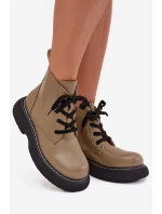 Dámské botky Harmine – zateplené, na platformě, šněrovací, zelené Dámské botky Harmine – zateplené, na platformě, šněrovací, zelené