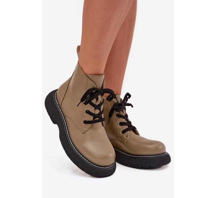 Dámské botky Harmine – zateplené, na platformě, šněrovací, zelené Dámské botky Harmine – zateplené, na platformě, šněrovací, zelené