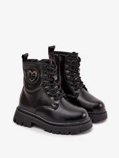 Dívčí zateplené botky s ozdobou LOVE – černé Rosaira