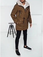 Pánská zimní bunda parka s kapucí béžová FashionStreet TX4965 Pánská zimní bunda parka s kapucí béžová FashionStreet TX4965