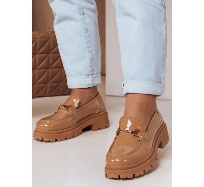 Dámské lakované mokasíny khaki model 21983972 - Dstreet