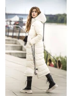 DŁUGA KURTKA PUCHOWA DAMSKA ECRU model 21245107 - Ann Gissy