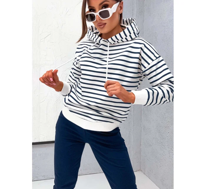 Tmavě modrý dámský bavlněný teplákový komplet s mikinou model 21777414 - Moon