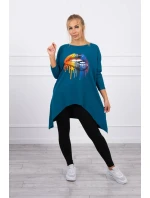 Oversize halenka s potiskem duhových rtů marine