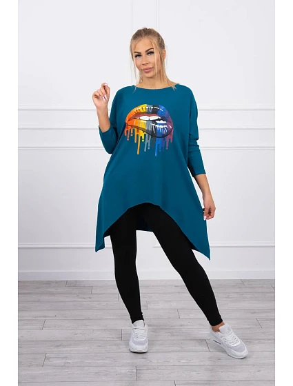 Oversize halenka s potiskem model 18747243 rtů marine - K-Fashion