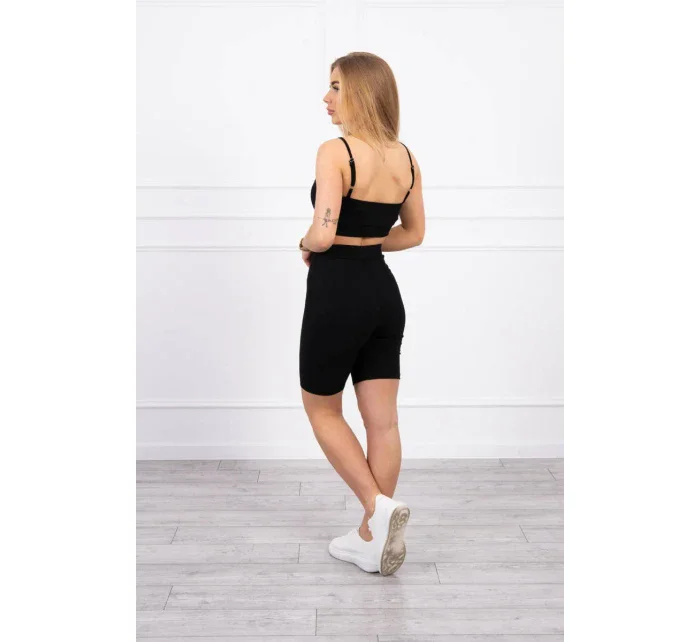 Souprava s kalhotami s vysokým pasem černé barvy