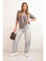 Dámský svetr z viskózy s krátkým rukávem cappuccino