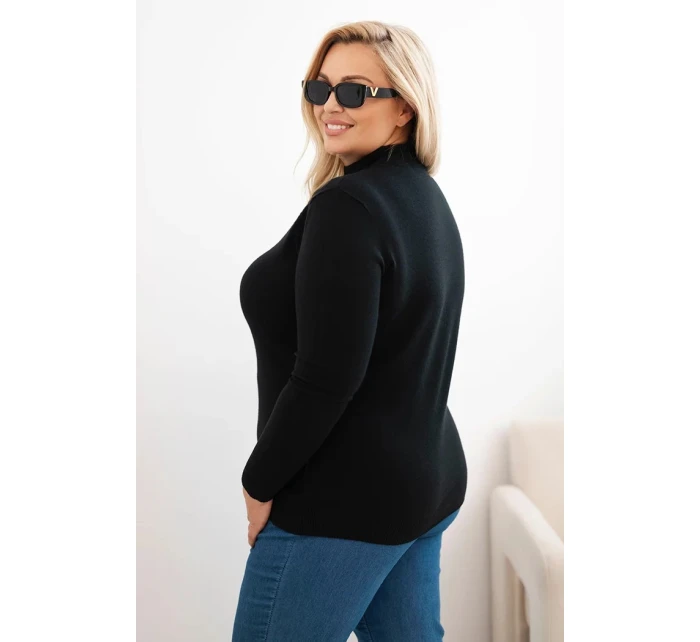 Dámský svetr Plus Size z viskózy s rolákem černý Dámský svetr Plus Size z viskózy s rolákem černý
