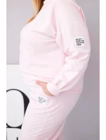 Komplet dámský Plus Size bavlněný s volnou mikinou a kalhotami s širokým nohavicí model 21911636 růžová - K-Fashion
