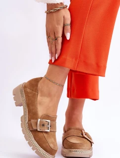 Módní semišové mokasíny tmavě béžové model 21613272 - Boto