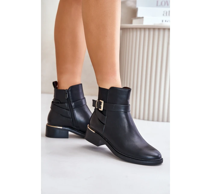 Dámské boty na nízkém podpatku eko kůže černé model 21674185 - Boto Dámské boty na nízkém podpatku eko kůže černé model 21674185 - Boto
