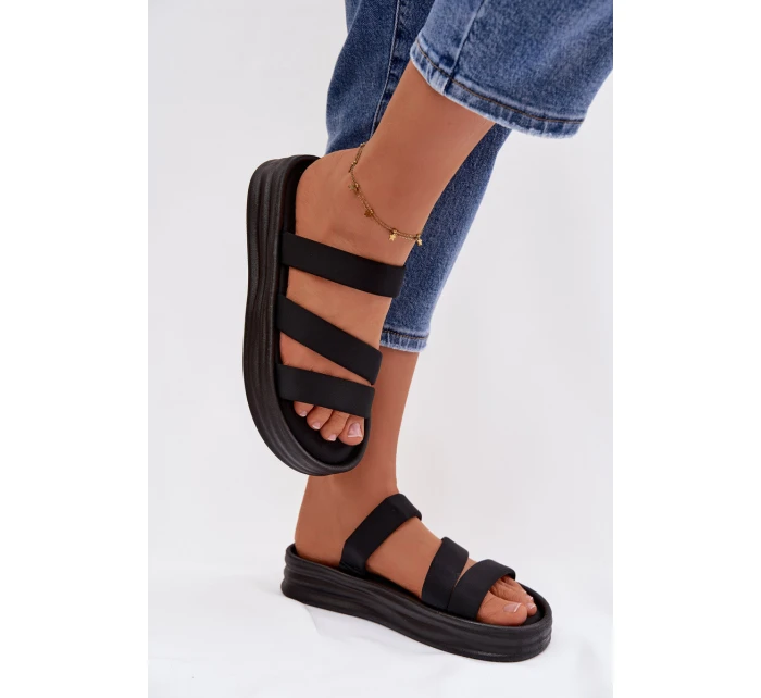 dámské pantofle na platformě s pásky Černé model 21943290 - Boto