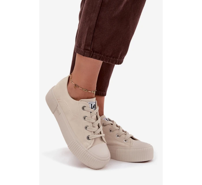 Dámské trampky na platformě LEE ISLA C WOMEN LOW – béžové
